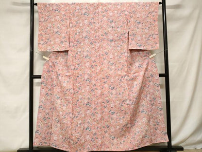 平和屋着物■上質な小紋　草花文　洗える着物　未使用　CABH0077ev