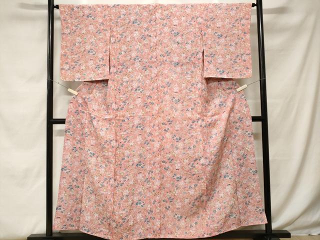 平和屋着物■上質な小紋　草花文　洗える着物　未使用　CABH0077ev