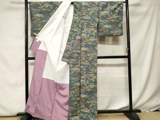 平和屋着物■小紋　エ霞草花文　洗える着物　CABH0081ev