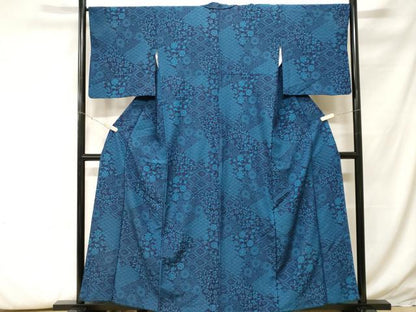 平和屋着物■小紋　切嵌吉祥花唐草文　洗える着物　CABH0085ev