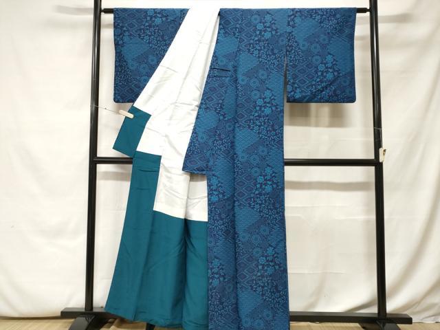 平和屋着物■小紋　切嵌吉祥花唐草文　洗える着物　CABH0085ev