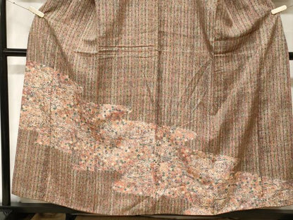 平和屋着物■訪問着　紬地　道長草花文　正絹　逸品　CABH0086ev