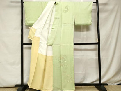 平和屋着物■中国三大刺繍　相良刺繍　総刺繍　訪問着　貝桶花文　暈し染め　正絹　逸品　CABH0091ev
