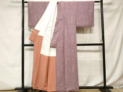 平和屋着物■上質な紬　蔦の葉草花文　金彩　正絹　逸品　CABH0092ev