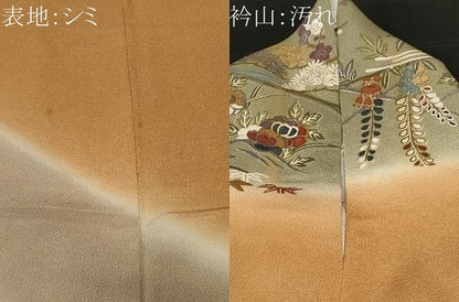 平和屋着物■訪問着　草花文　暈し染め　金彩　鬼しぼ縮緬　正絹　逸品　CABH0094ev