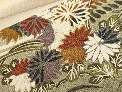 平和屋着物■訪問着　草花文　暈し染め　金彩　鬼しぼ縮緬　正絹　逸品　CABH0094ev
