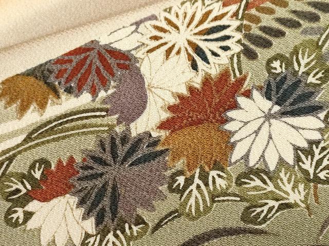 平和屋着物■訪問着　草花文　暈し染め　金彩　鬼しぼ縮緬　正絹　逸品　CABH0094ev