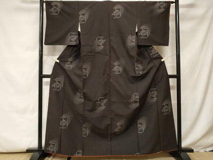 平和屋着物■上質な紬　色紙枝椿文　正絹　逸品　CABH0095ev