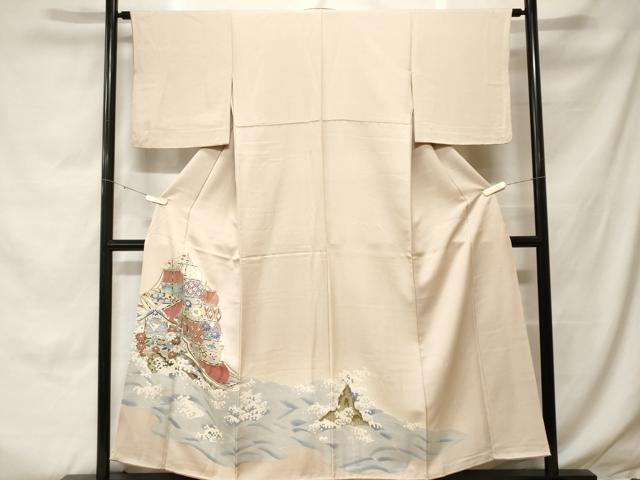 平和屋着物■色留訪問着　舟　花鳥文　金彩　正絹　逸品　CABH0096ev