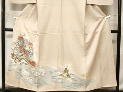 平和屋着物■色留訪問着　舟　花鳥文　金彩　正絹　逸品　CABH0096ev