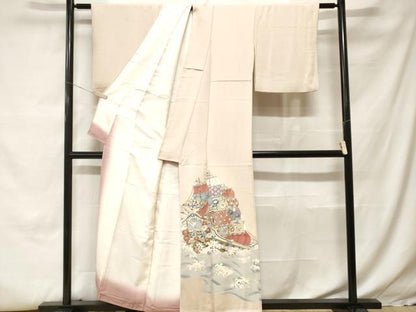 平和屋着物■色留訪問着　舟　花鳥文　金彩　正絹　逸品　CABH0096ev
