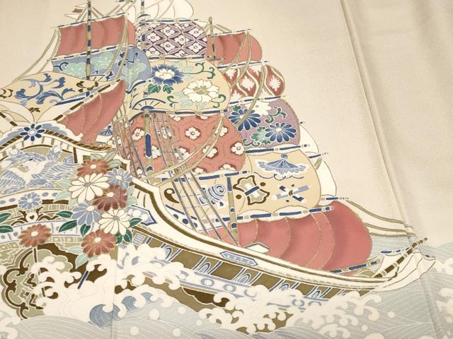 平和屋着物■色留訪問着　舟　花鳥文　金彩　正絹　逸品　CABH0096ev