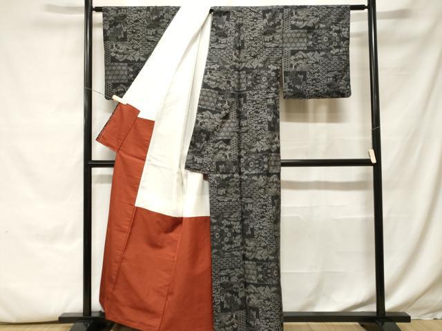 平和屋着物■本場大島紬　7マルキ　色紙重ね風景文　正絹　逸品　CABH0098ev