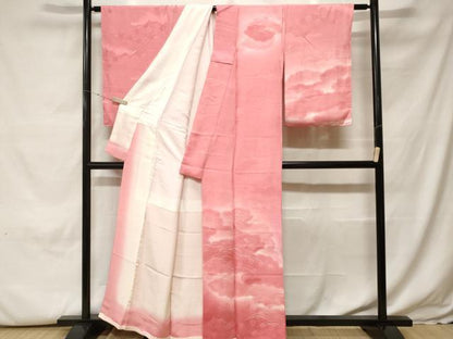平和屋着物■訪問着　雲取り立波文　暈し染め　正絹　逸品　CABH0104ev