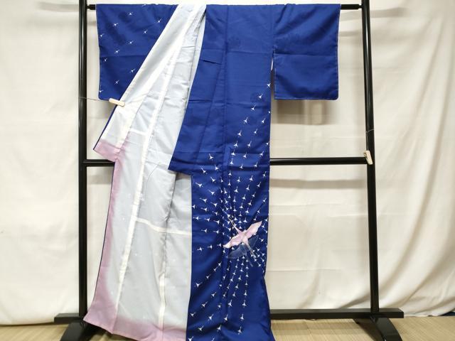平和屋着物■小紋　飛鶴文　絵皿文　金彩　洗える着物　未使用　CABH0121ev