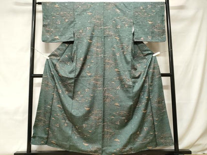 平和屋着物■小紋　風景文　洗える着物　未使用　CABH0122ev