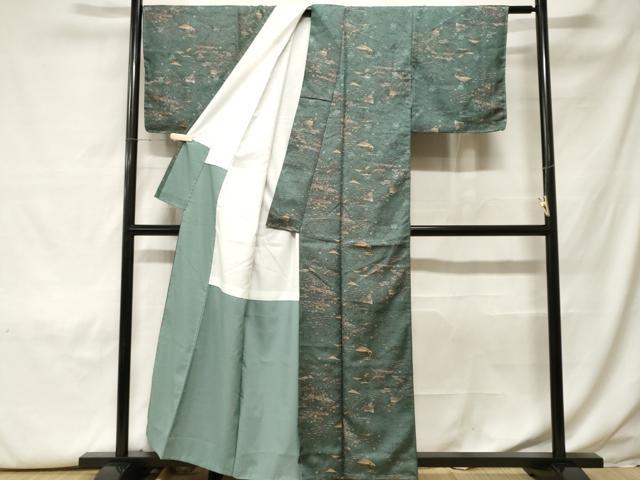 平和屋着物■小紋　風景文　洗える着物　未使用　CABH0122ev