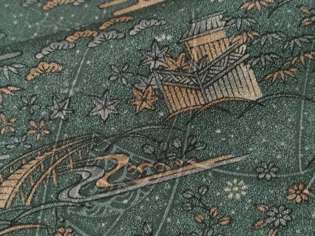 平和屋着物■小紋　風景文　洗える着物　未使用　CABH0122ev