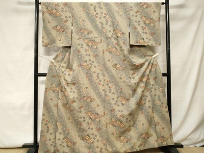 平和屋着物■小紋　雲取り舞花文　暈し染め　金彩　洗える着物　CABH0124ev