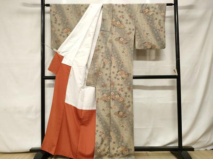 平和屋着物■小紋　雲取り舞花文　暈し染め　金彩　洗える着物　CABH0124ev