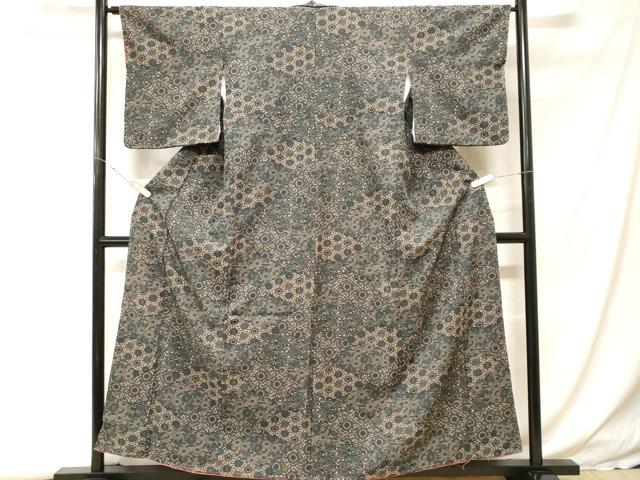 平和屋着物■小紋　切嵌花唐草文　洗える着物　CABH0129ev