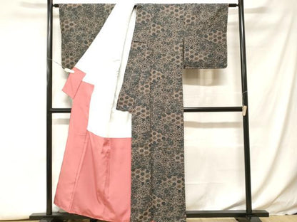平和屋着物■小紋　切嵌花唐草文　洗える着物　CABH0129ev