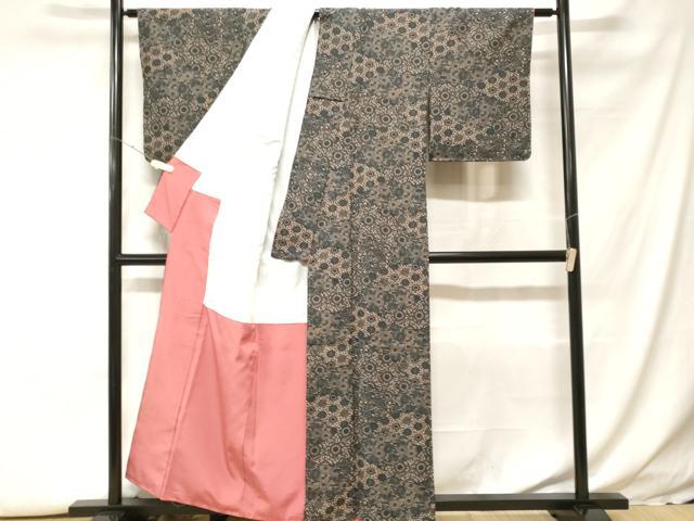 平和屋着物■小紋　切嵌花唐草文　洗える着物　CABH0129ev