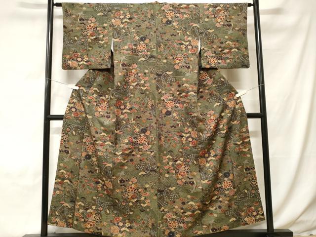 平和屋着物■小紋　花蝶文　洗える着物　CABH0130ev