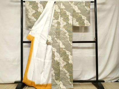 平和屋着物■小紋　立波箔散らし枝葉文　金彩　洗える着物　CABH0134ev