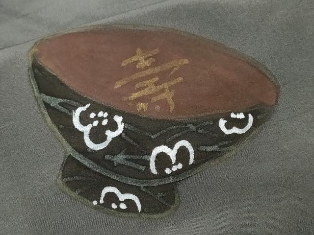 平和屋着物■男性　長襦袢　袷　絞り　瓢箪舞楓文　正絹　逸品　CABH0139ev