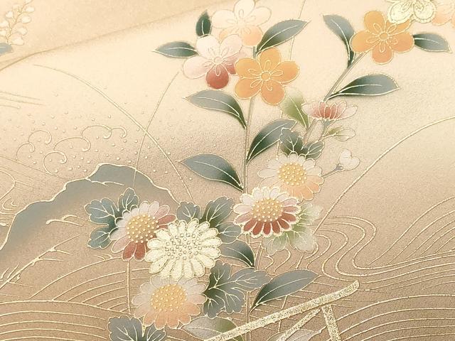 平和屋着物■訪問着　雪輪重ね松竹梅花文　暈し染め　金彩　正絹　逸品　CABH0144ev