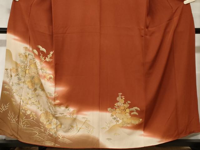 平和屋着物■訪問着　松竹梅雪輪飛鶴文　暈し染め　金彩　正絹　逸品　CABH0148ev
