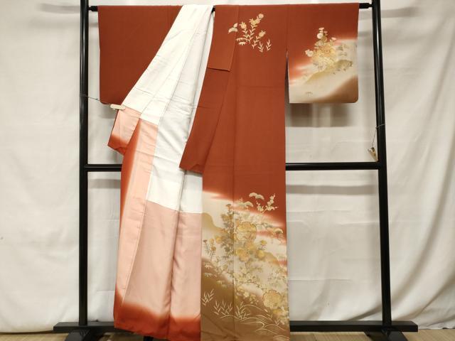 平和屋着物■訪問着　松竹梅雪輪飛鶴文　暈し染め　金彩　正絹　逸品　CABH0148ev