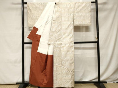 平和屋着物■上質な紬　幾何学花文　正絹　逸品　CABH0151ev