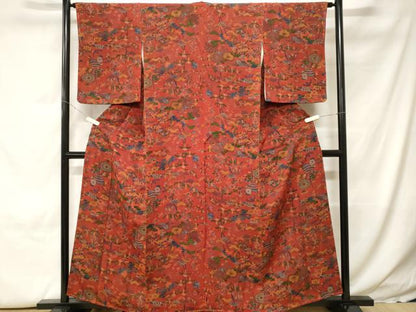 平和屋着物■上質な小紋　花車文　松竹梅飛鳥文　金彩　鬼しぼ縮緬　正絹　逸品　未使用　CABH0154ev