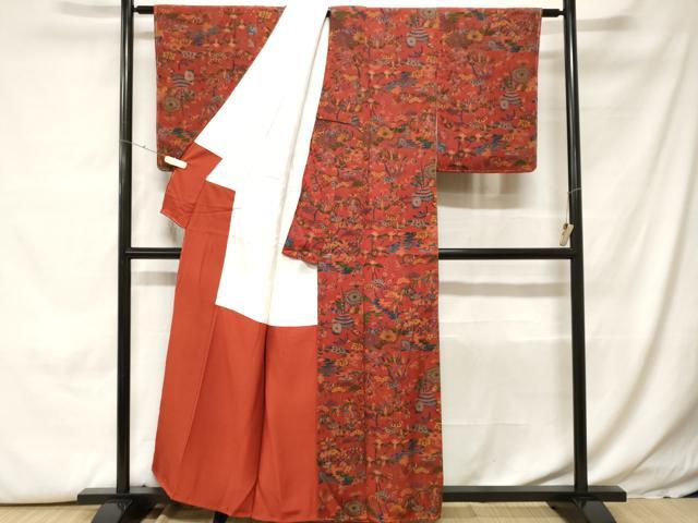 平和屋着物■上質な小紋　花車文　松竹梅飛鳥文　金彩　鬼しぼ縮緬　正絹　逸品　未使用　CABH0154ev