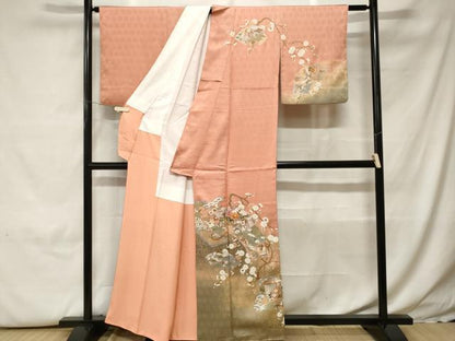 平和屋着物■訪問着　巻絵地紙枝花文　暈し染め　金彩　正絹　逸品　CABH0162ev