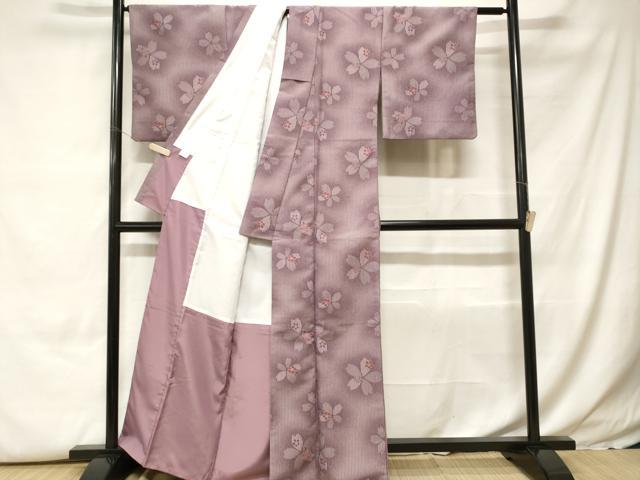 平和屋着物■小紋　舞桜文　暈し染め　金彩　洗える着物　CABH0169ev