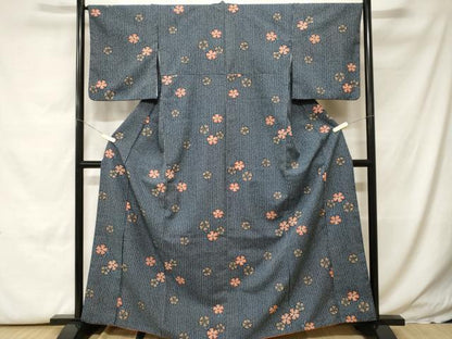 平和屋着物■小紋　舞桜文　洗える着物　CABH0171ev