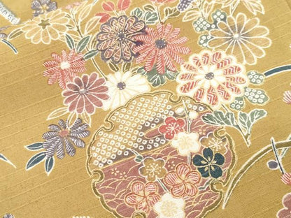 平和屋着物■小紋　立涌雪輪草花文　金彩　洗える着物　CABH0183ev