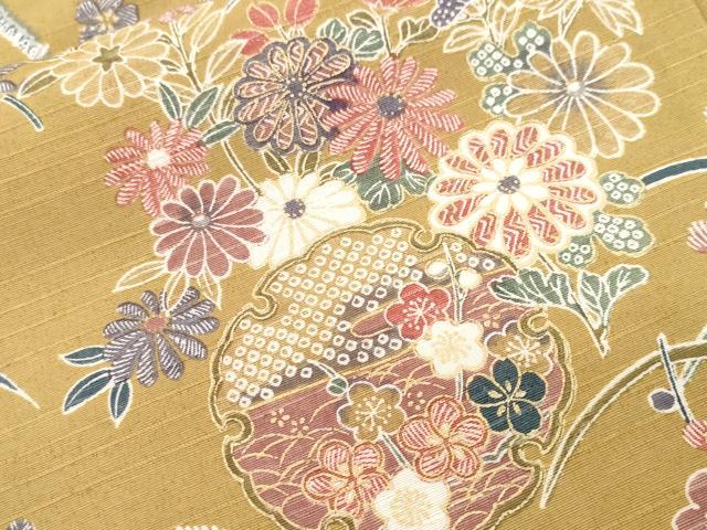 平和屋着物■小紋　立涌雪輪草花文　金彩　洗える着物　CABH0183ev
