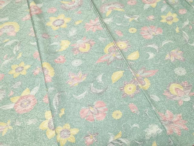 平和屋着物■上質な小紋　更紗枝花文　正絹　逸品　CABH0188ev