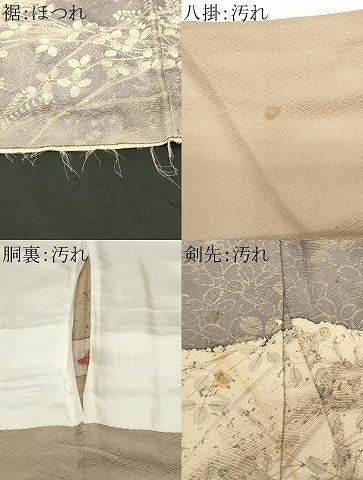 平和屋着物■訪問着　駒刺繍　地紙草花文　金彩　正絹　逸品　CABH0197ev