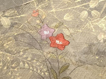 平和屋着物■訪問着　駒刺繍　地紙草花文　金彩　正絹　逸品　CABH0197ev