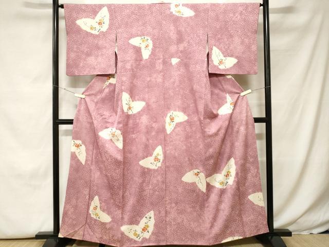 平和屋着物■上質な小紋　舞蝶枝花文　正絹　逸品　CABH0210ev