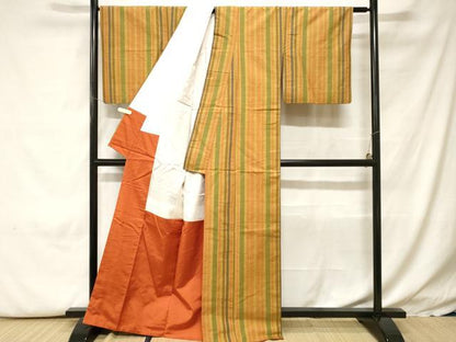 平和屋着物■上質な紬　縞　正絹　逸品　CABH0213ev