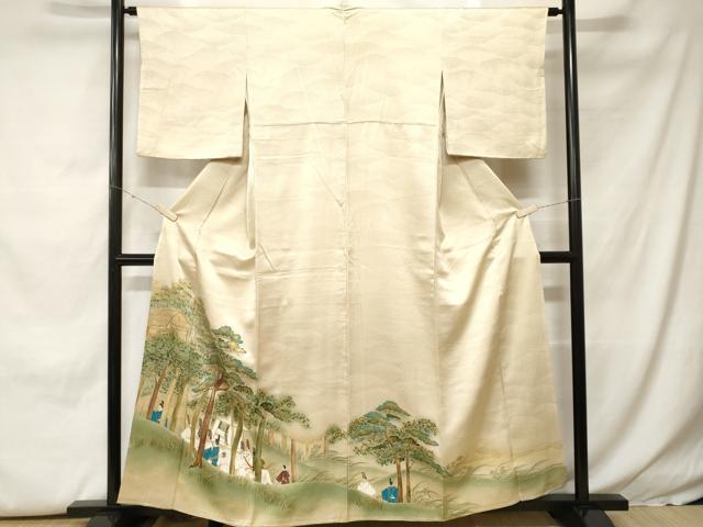 平和屋着物■豪華色留袖　刺繍　人物風景文　暈し染め　金彩　正絹　逸品　CABH0260ev