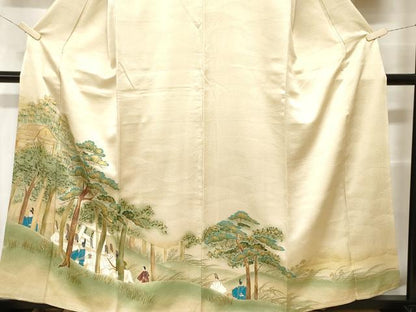 平和屋着物■豪華色留袖　刺繍　人物風景文　暈し染め　金彩　正絹　逸品　CABH0260ev