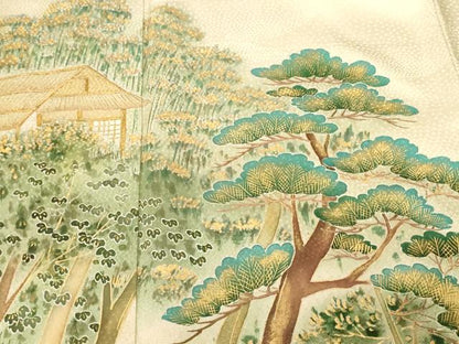 平和屋着物■豪華色留袖　刺繍　人物風景文　暈し染め　金彩　正絹　逸品　CABH0260ev