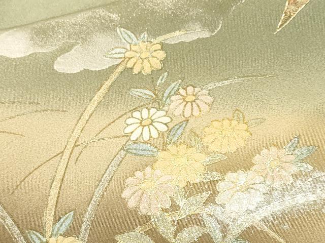 平和屋着物■訪問着　飛鶴流水花文　暈し染め　金銀彩　正絹　逸品　CABH0266ev